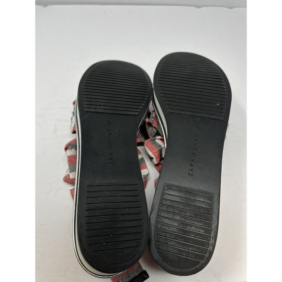 Zara Womens Pink‎ Gray Tie Up Platform Sandals Size 10 - Picture 9 of 9